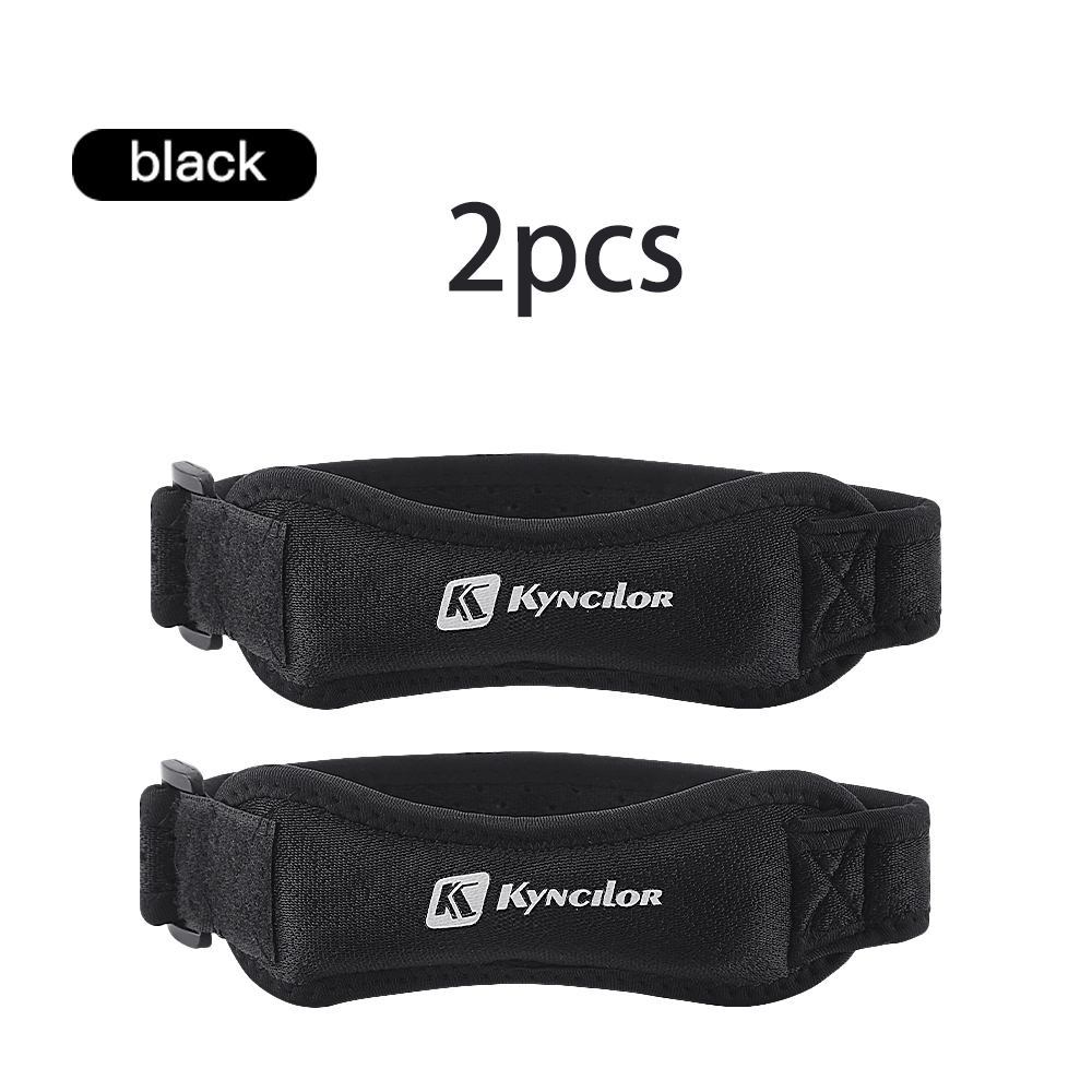 Knee Brace Badminton - 2PC 膝膝蓋骨腱膝サポートストラップブレース調節可能な衝撃吸収圧縮膝パッドスリーブバスケットボール用