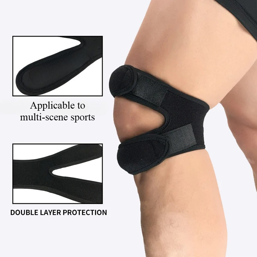 Knee Brace Badminton - 弾性膝ブレースサポートスリーブ、圧力パッド付き、バスケットボール、テニス、サイクリング用の通気性のある膝穴、スポーツ用膝パッド1個