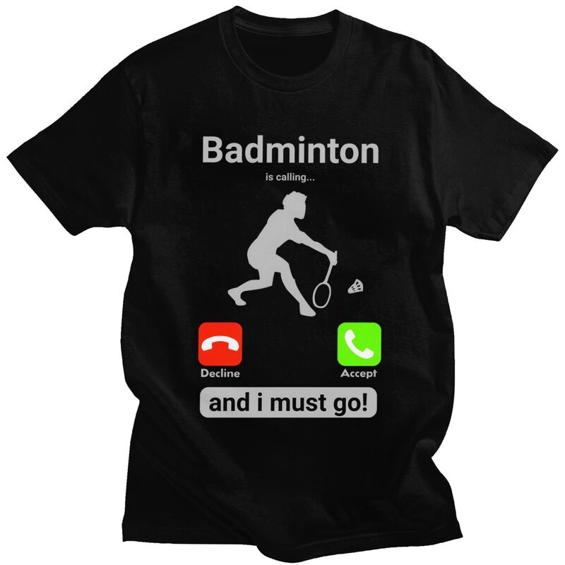 Badminton Is Calling - バドミントンが呼んでいる男性用 Tシャツ純粋な綿 Tシャツバレンタインデーギフト Tシャツ半袖ファッション Tシャツ衣類