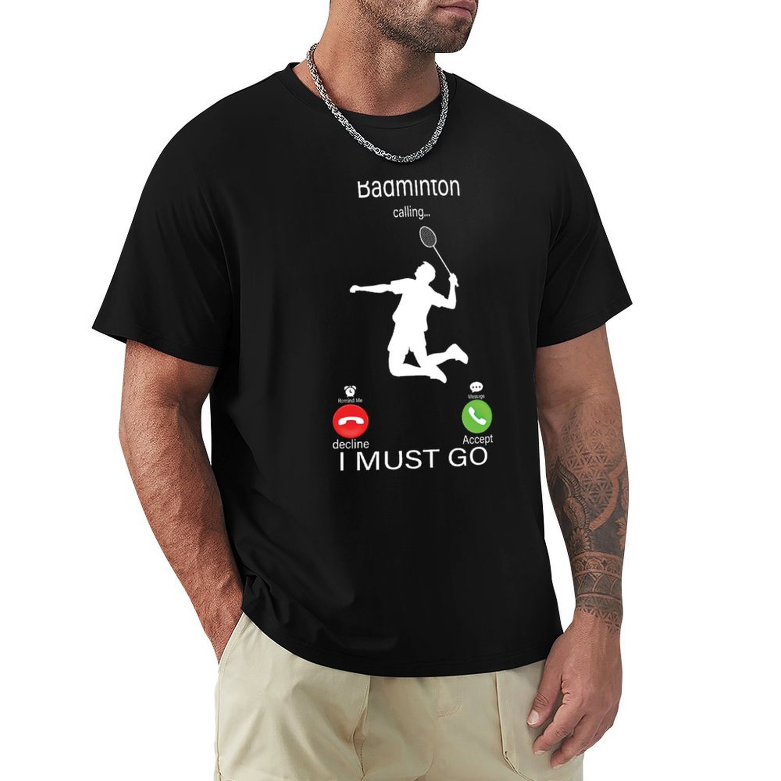 Badminton Is Calling - バドミントンが呼んでいる、行かなくてはいけない Tシャツ UV日焼け防止Tシャツ