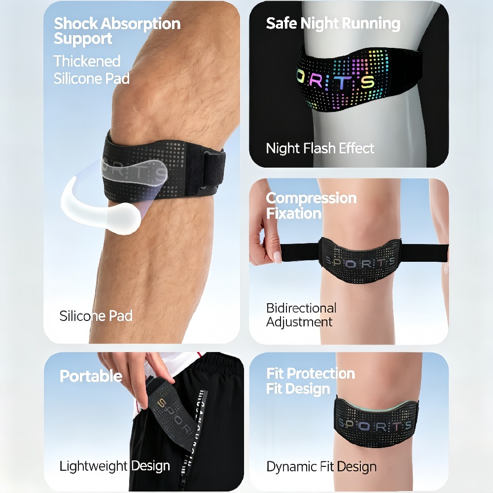 1/2個入り 反射材付き膝蓋骨腱サポートストラップ シリコン - Knee Brace Badminton のレビューと価格