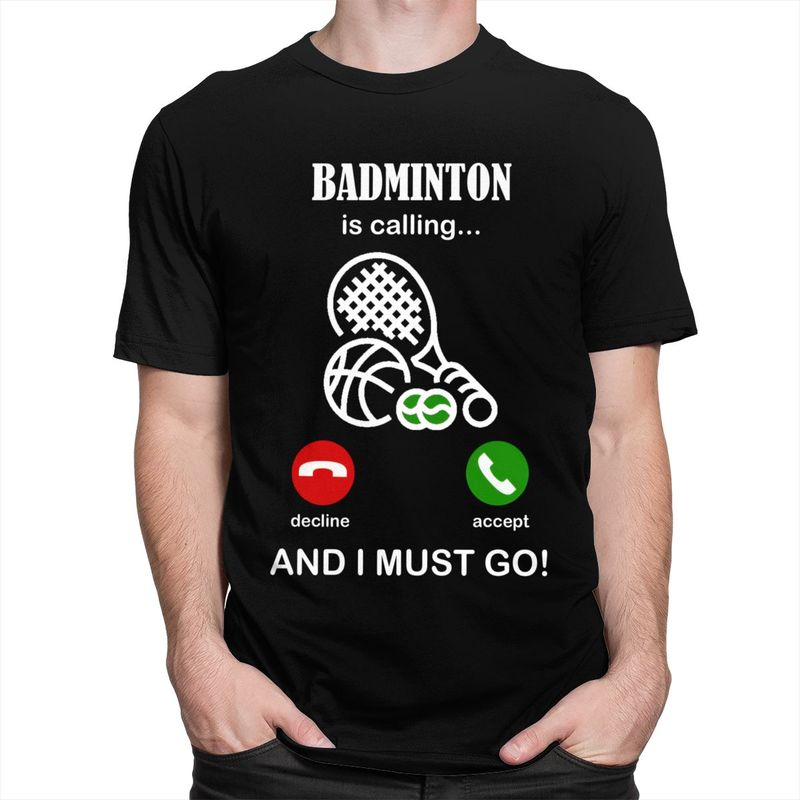 バドミントンが呼んでいる Tシャツ男性綿 100% Tシャツ - Badminton Is Calling のレビューと価格