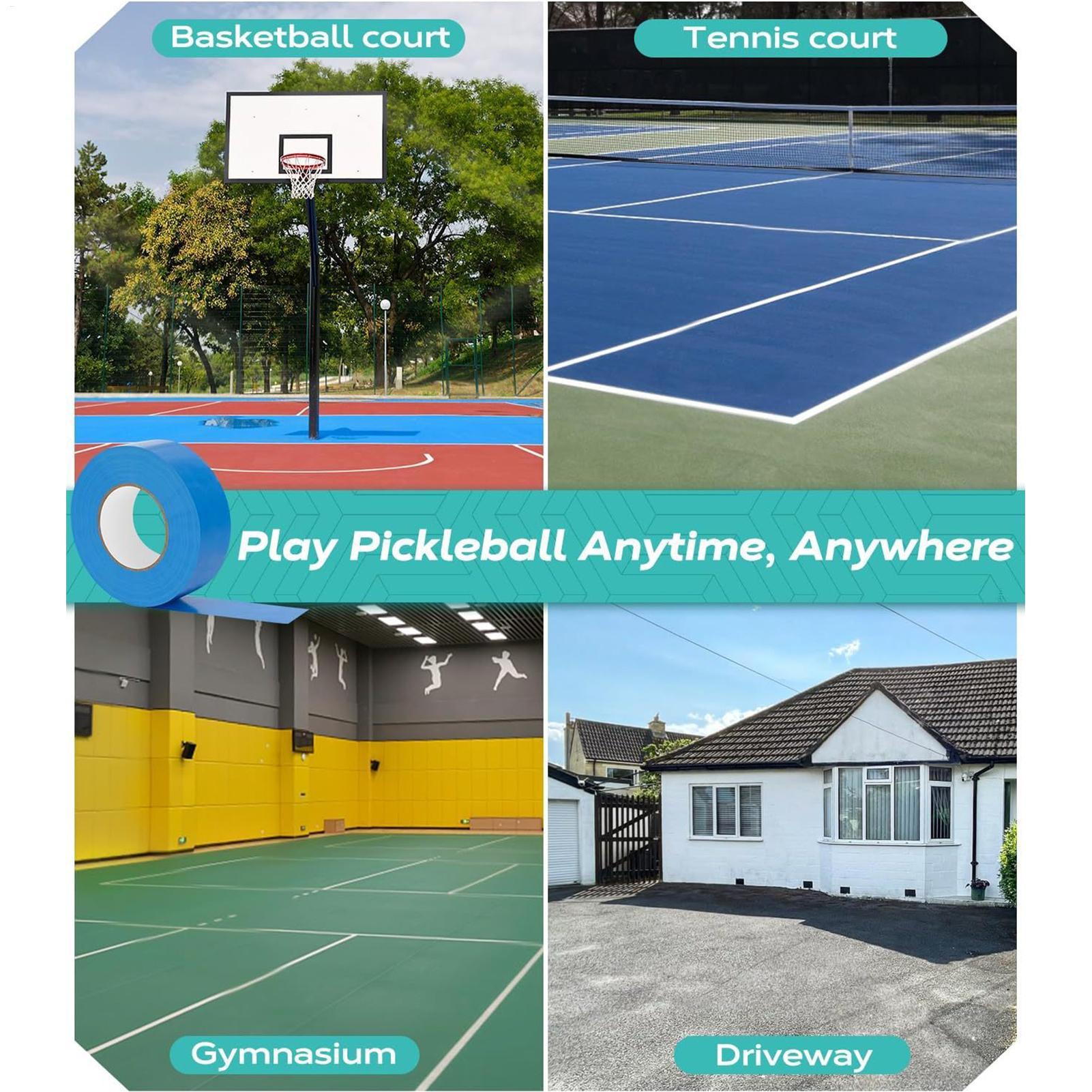 ピックルボールテープ 0.16x164フィート 柔軟なトレー - Badminton Outdoor のレビューと価格