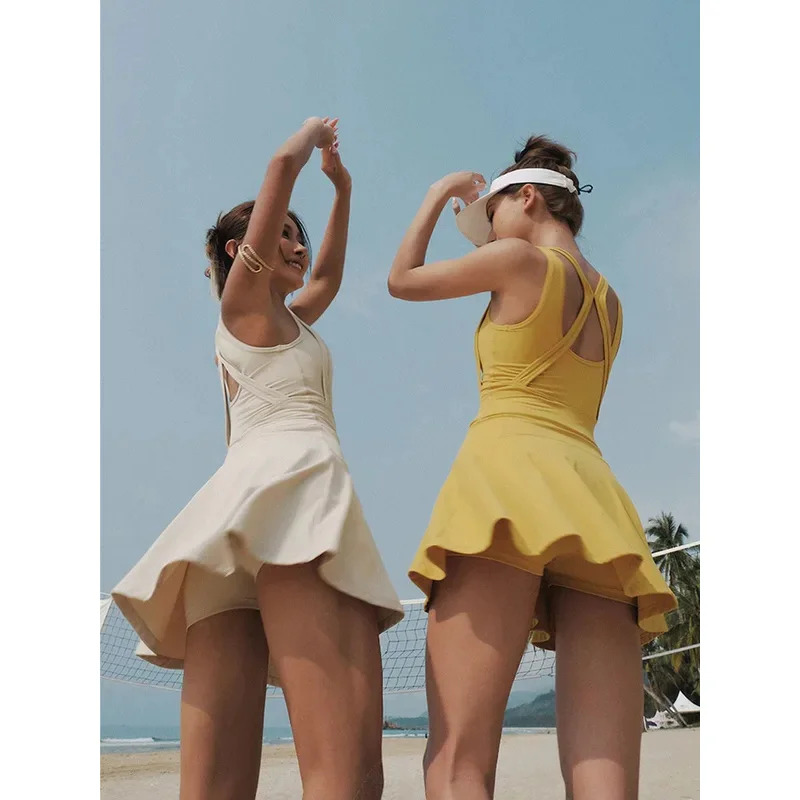 テニスドレス女性ノースリーブスポーツスーツトレーニングランニ - Badminton Youtube のレビューと価格